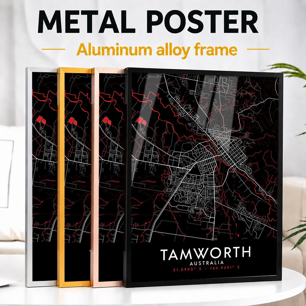 Custom Map Poster - 탬워스 다크 맵 프레임 금속 인쇄