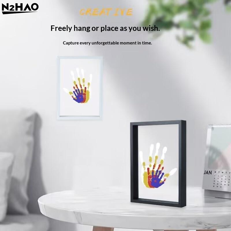 1 세트 가족 손자국 사진 프레임 DIY 나무 프레임  - Engraved Wood Frame 리뷰 및 가격