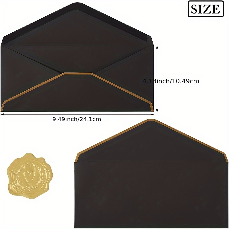 금색 가장자리가 있는 고급 검정색 봉투 10개, 초대장 - Wax Seal Letter Kit 리뷰 및 가격